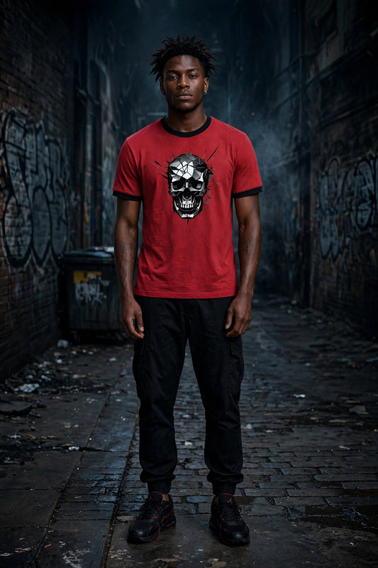Shattered Psychopath Graphic Ringer T-Shirt | Hard Luck Apparel