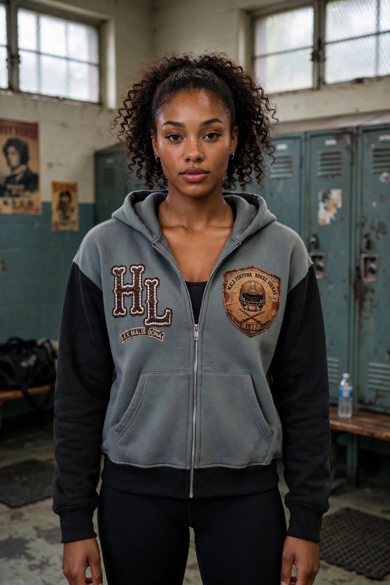GRIDIRON GUT CHECK - Headhunter 77 HL Women's Cropped Zip-Up Hoodie - Hard Luck Apparel