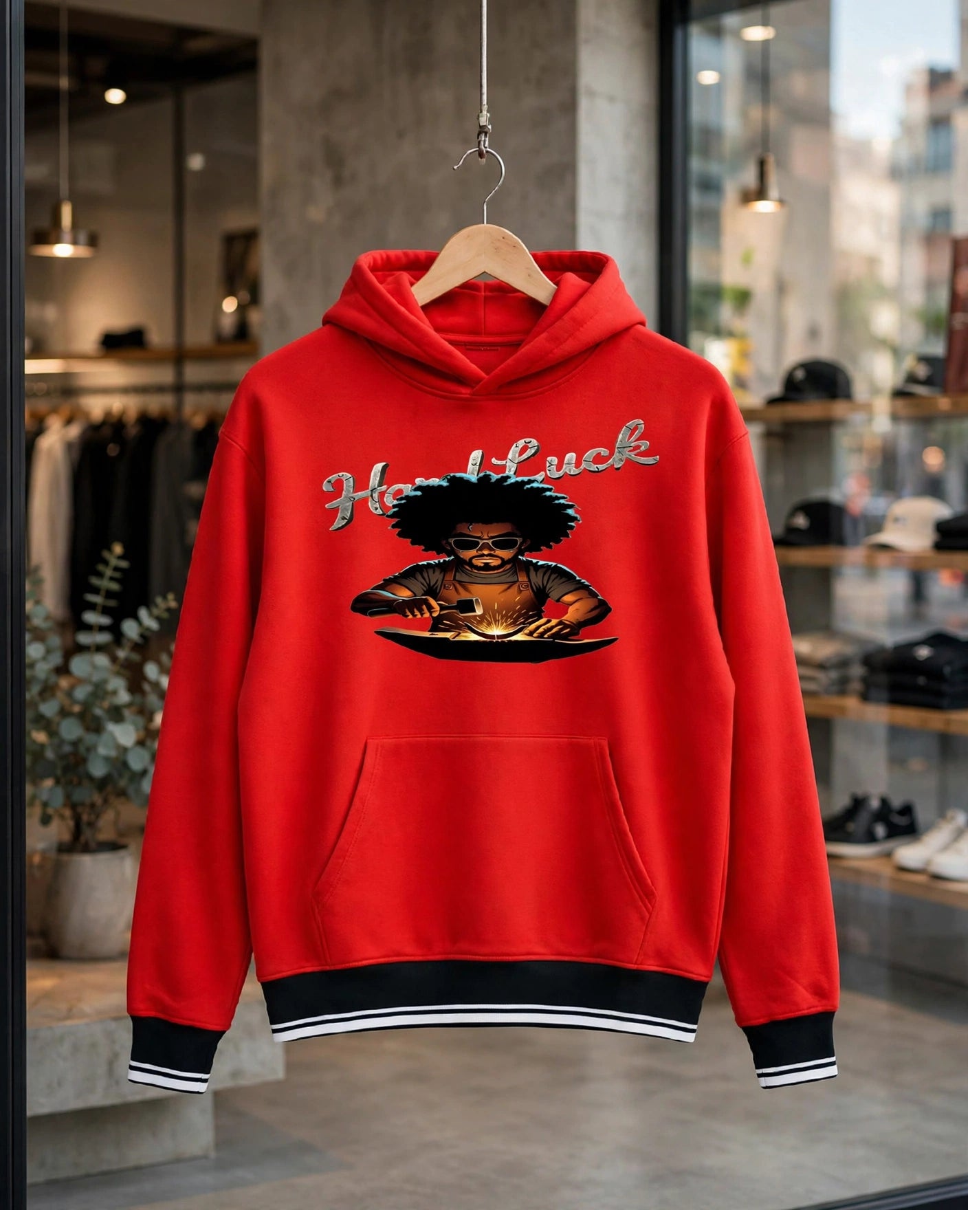 Black Smith forged Oversized Color Block Fleece Hoodie