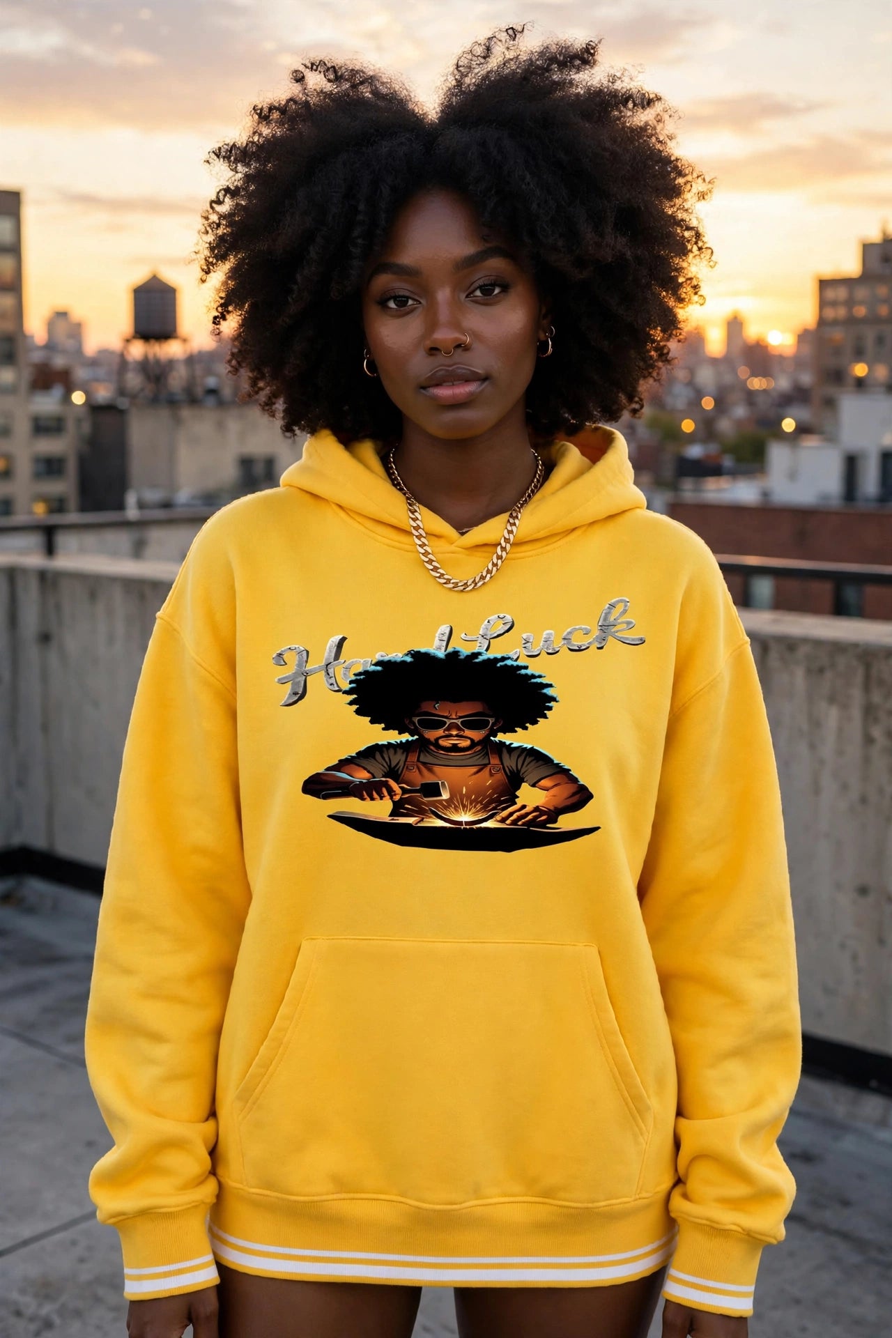 Black Smith forged Oversized Color Block Fleece Hoodie