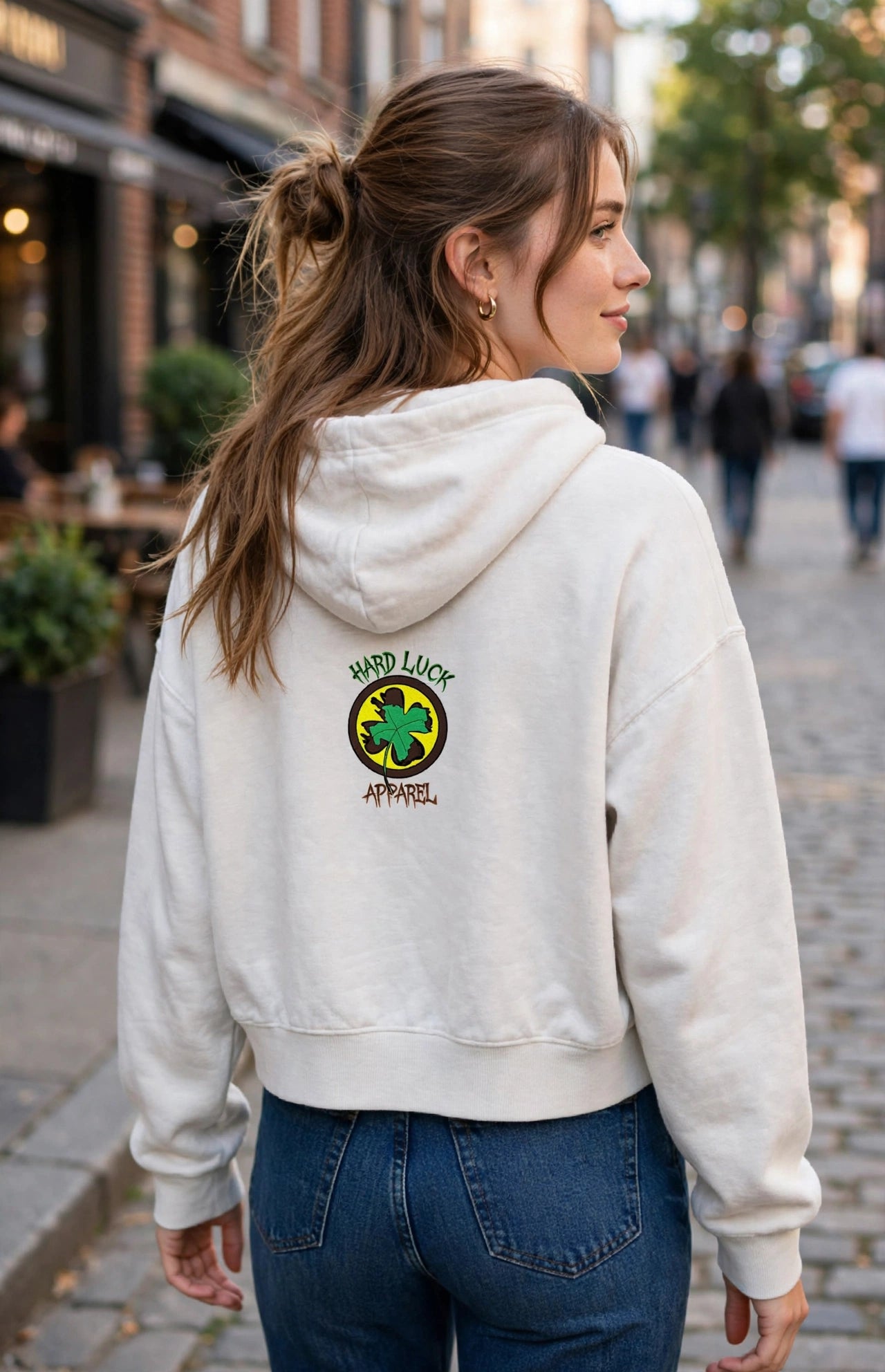 Ebony Hip Height Graphic Hoodie | Women's Premium Streetwear Hoodie | Hard Luck Apparel