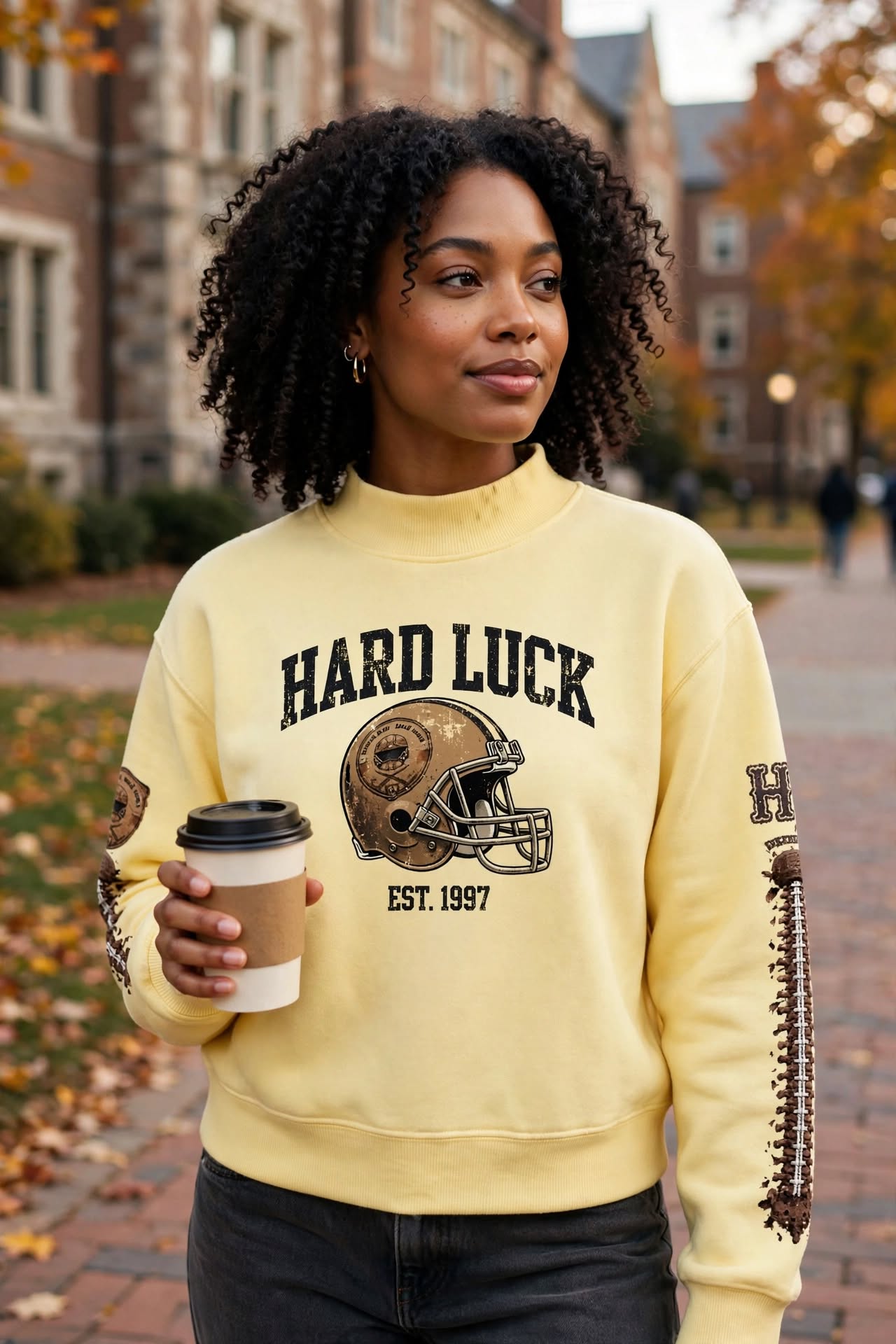 THE HEADHUNTER - Gridiron Gut Check Mock Neck Fleece Sweatshirt - Womens Crop Oversized | Hard Luck Apparel EST. 1977