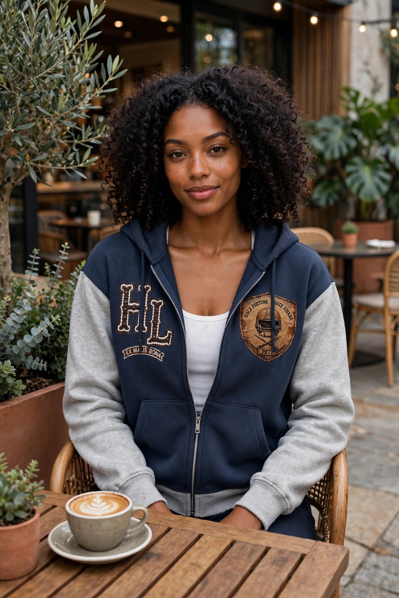 GRIDIRON GUT CHECK - Headhunter 77 HL Women's Cropped Zip-Up Hoodie - Hard Luck Apparel