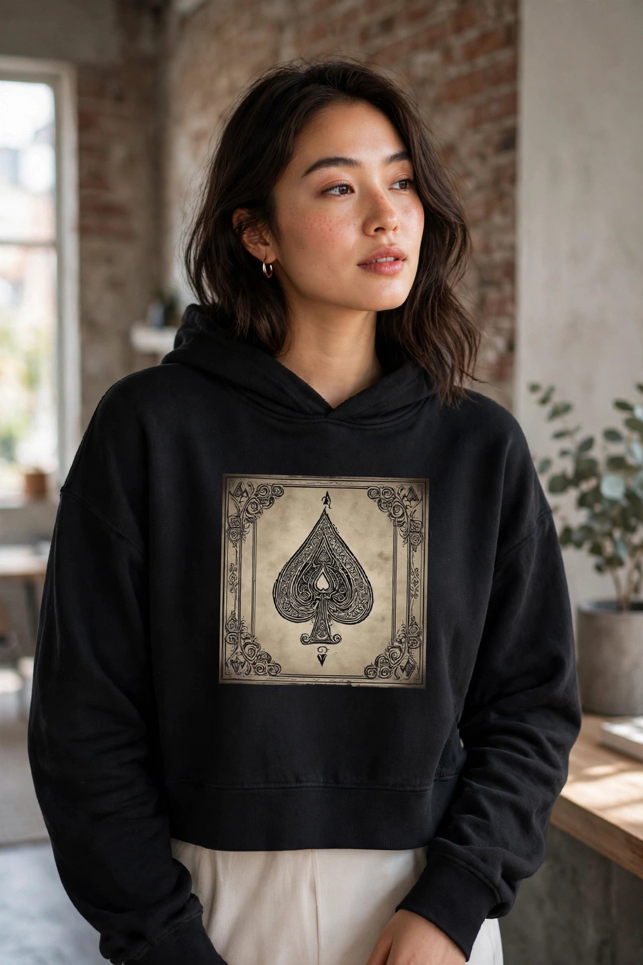 Women's Ace of Spades Hip Height Hoodie | Premium Streetwear Sweatshirt | Hard Luck Apparel