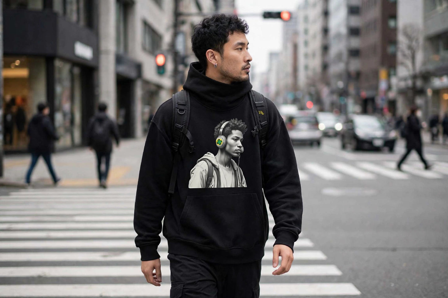Bus Stop High Neck Fleece Hoodie | Heavyweight Streetwear Pullover | Hard Luck Apparel