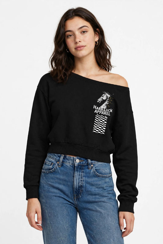 The Last Move "Win or Learn" Off-Shoulder Sweatshirt | Women's Streetwear | Hard Luck Apparel