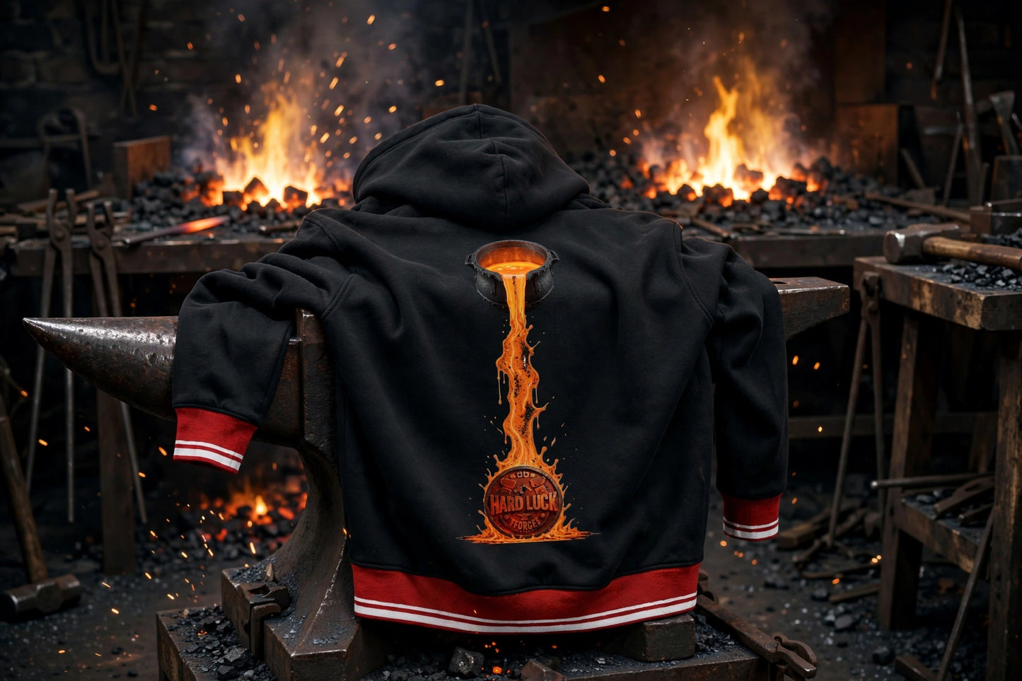 Black Smith forged Oversized Color Block Fleece Hoodie