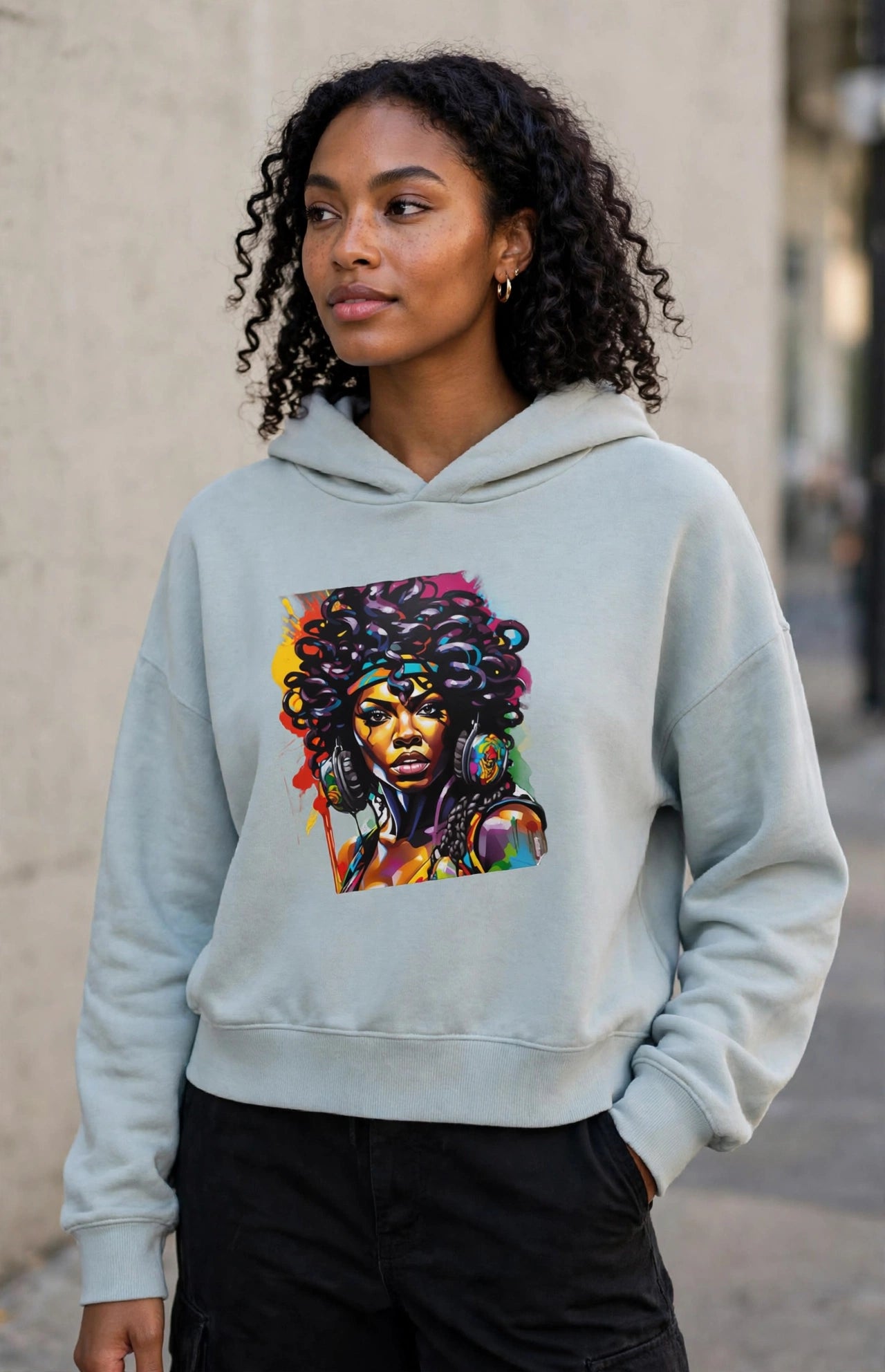 Ebony Hip Height Graphic Hoodie | Women's Premium Streetwear Hoodie | Hard Luck Apparel