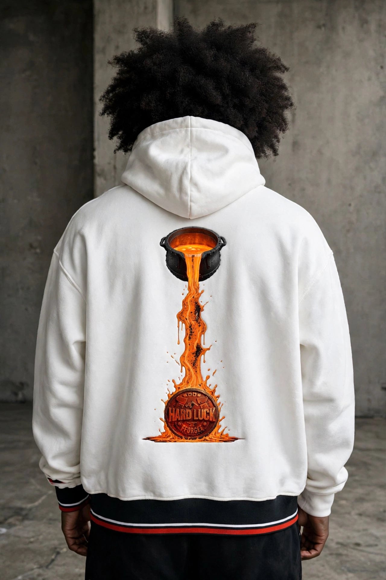 Black Smith forged Oversized Color Block Fleece Hoodie