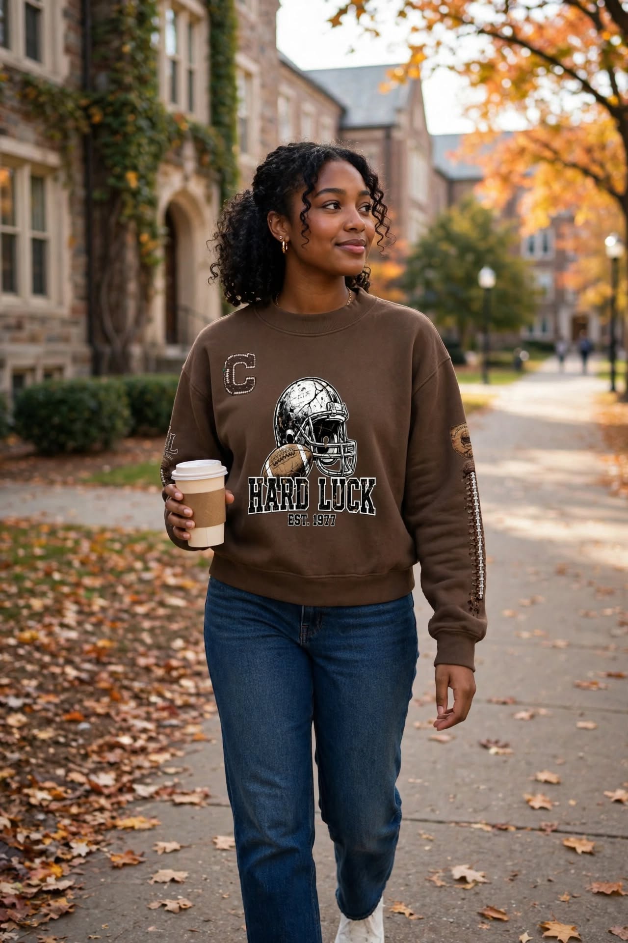 THE HEADHUNTER - Gridiron Gut Check Mock Neck Fleece Sweatshirt - Womens Crop Oversized | Hard Luck Apparel EST. 1977