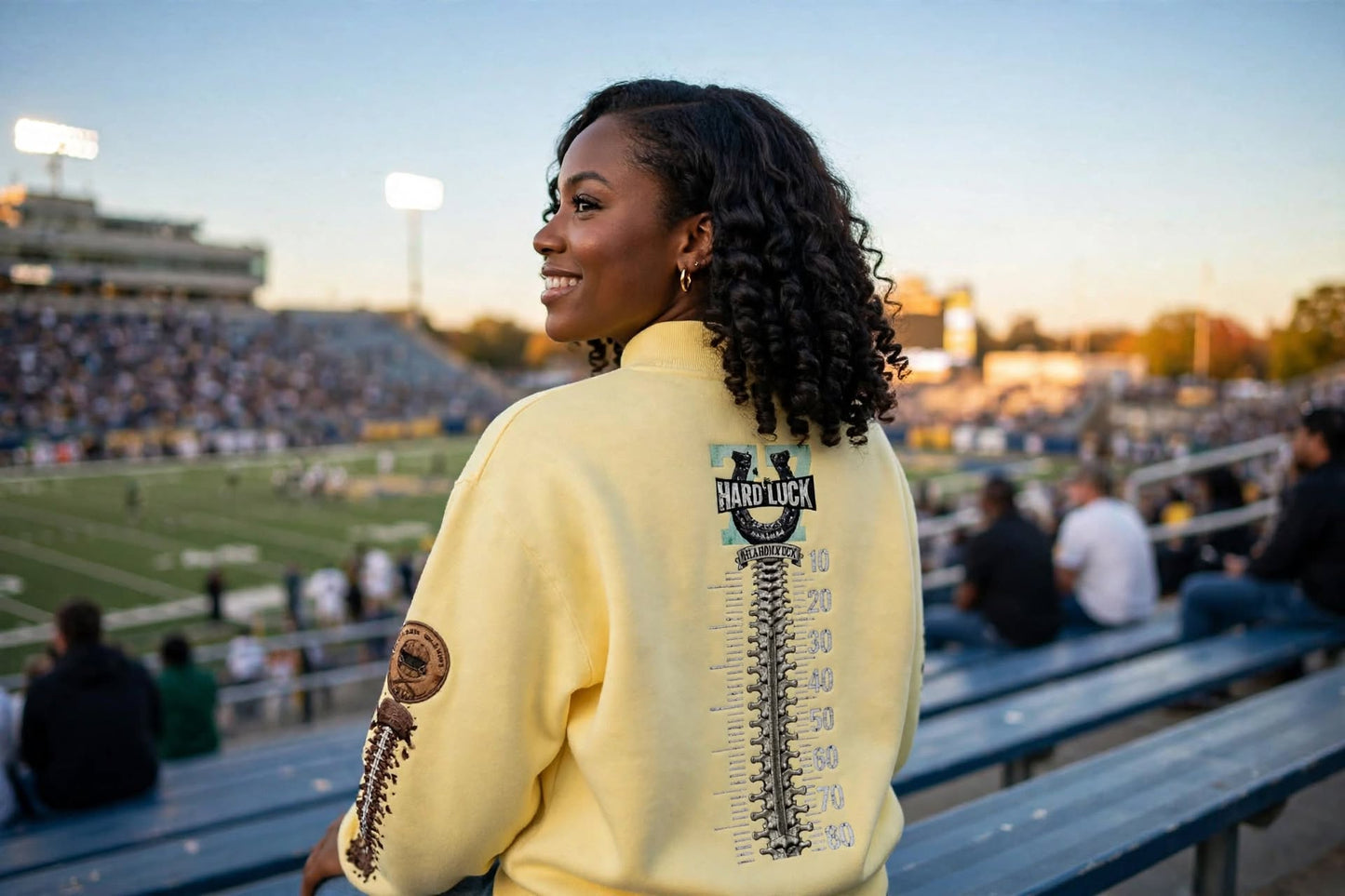 THE HEADHUNTER - Gridiron Gut Check Mock Neck Fleece Sweatshirt - Womens Crop Oversized | Hard Luck Apparel EST. 1977