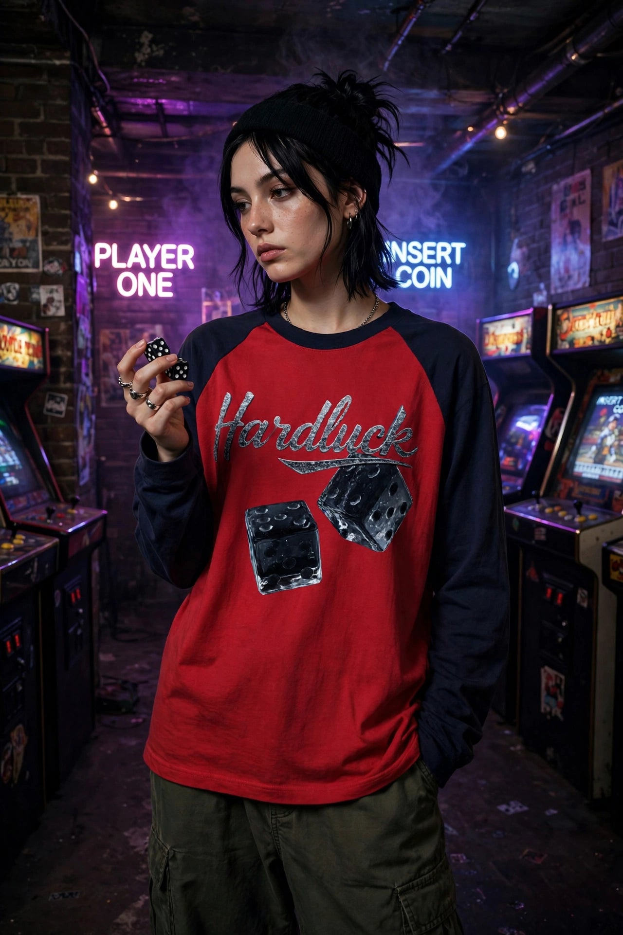 Black Ice Roll the D-Ice Color Blocked Raglan Long Sleeve T-Shirt