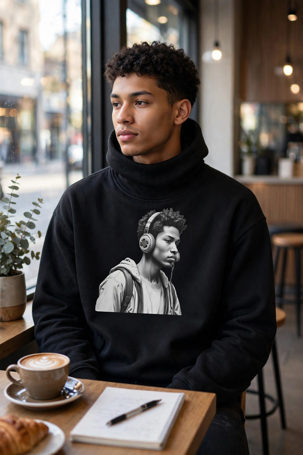 Bus Stop High Neck Fleece Hoodie | Heavyweight Streetwear Pullover | Hard Luck Apparel