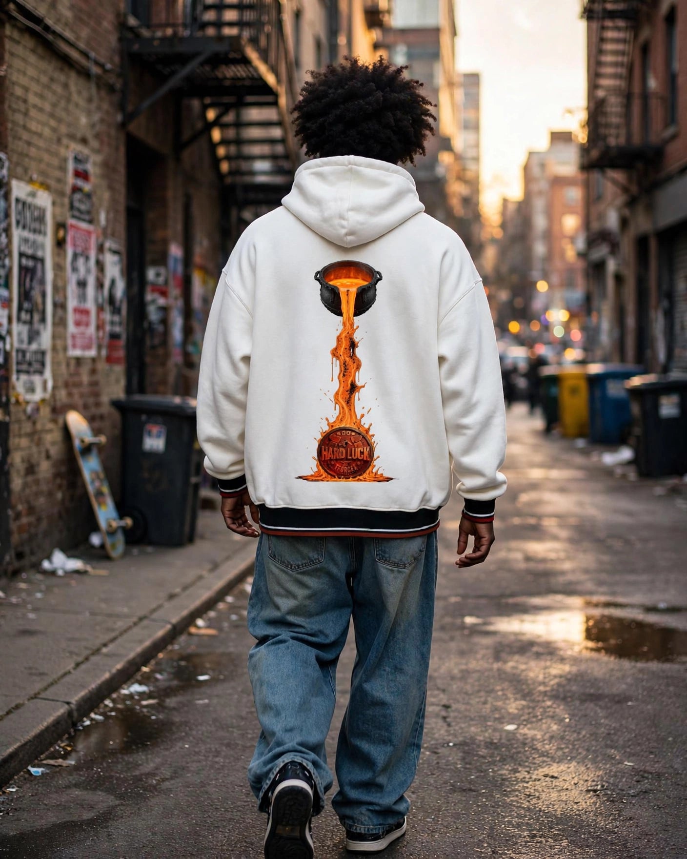 Black Smith forged Oversized Color Block Fleece Hoodie