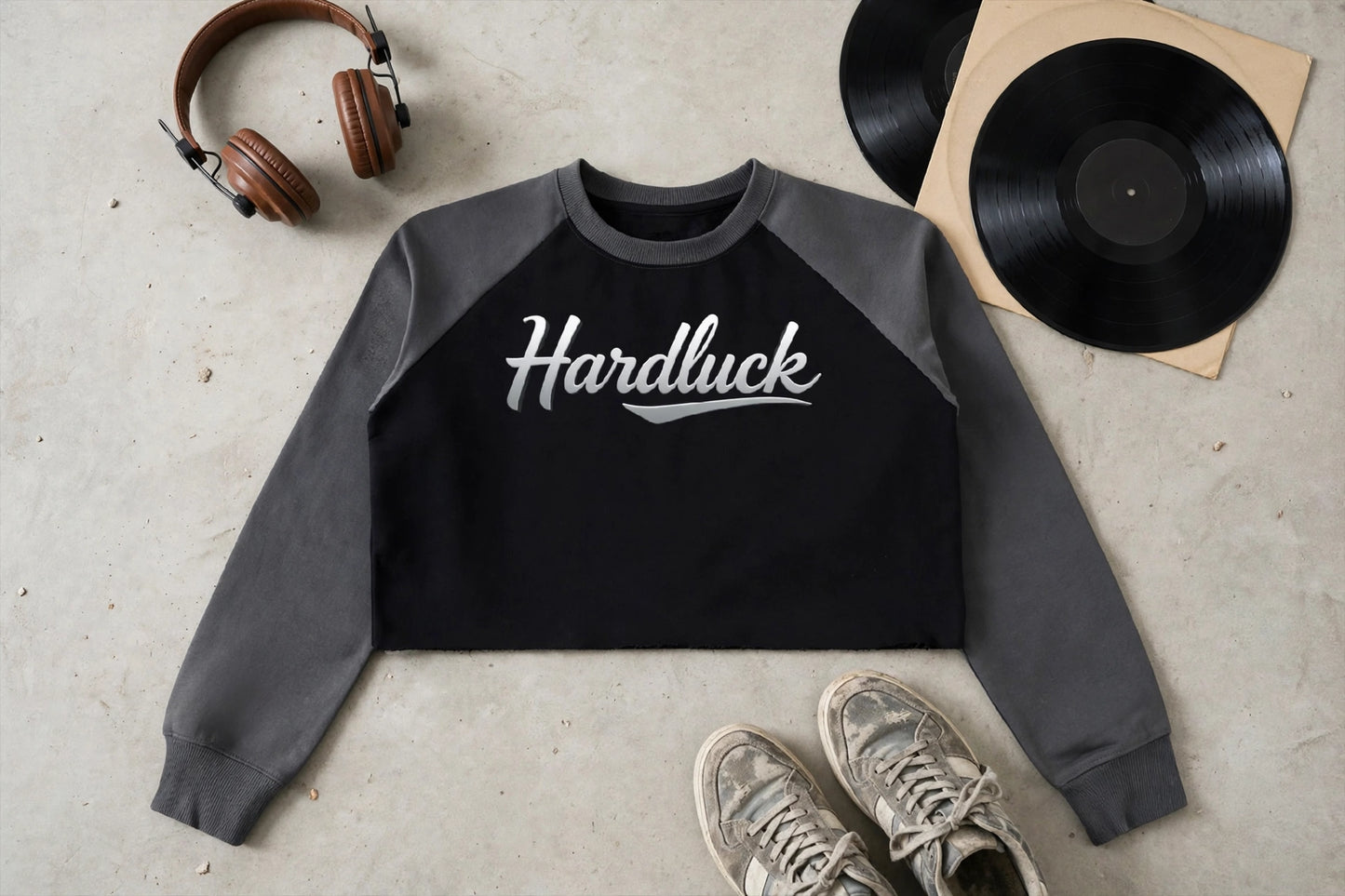 Elegant Hard Luck Women's Cropped Raglan Sweatshirt | Premium New York Streetwear