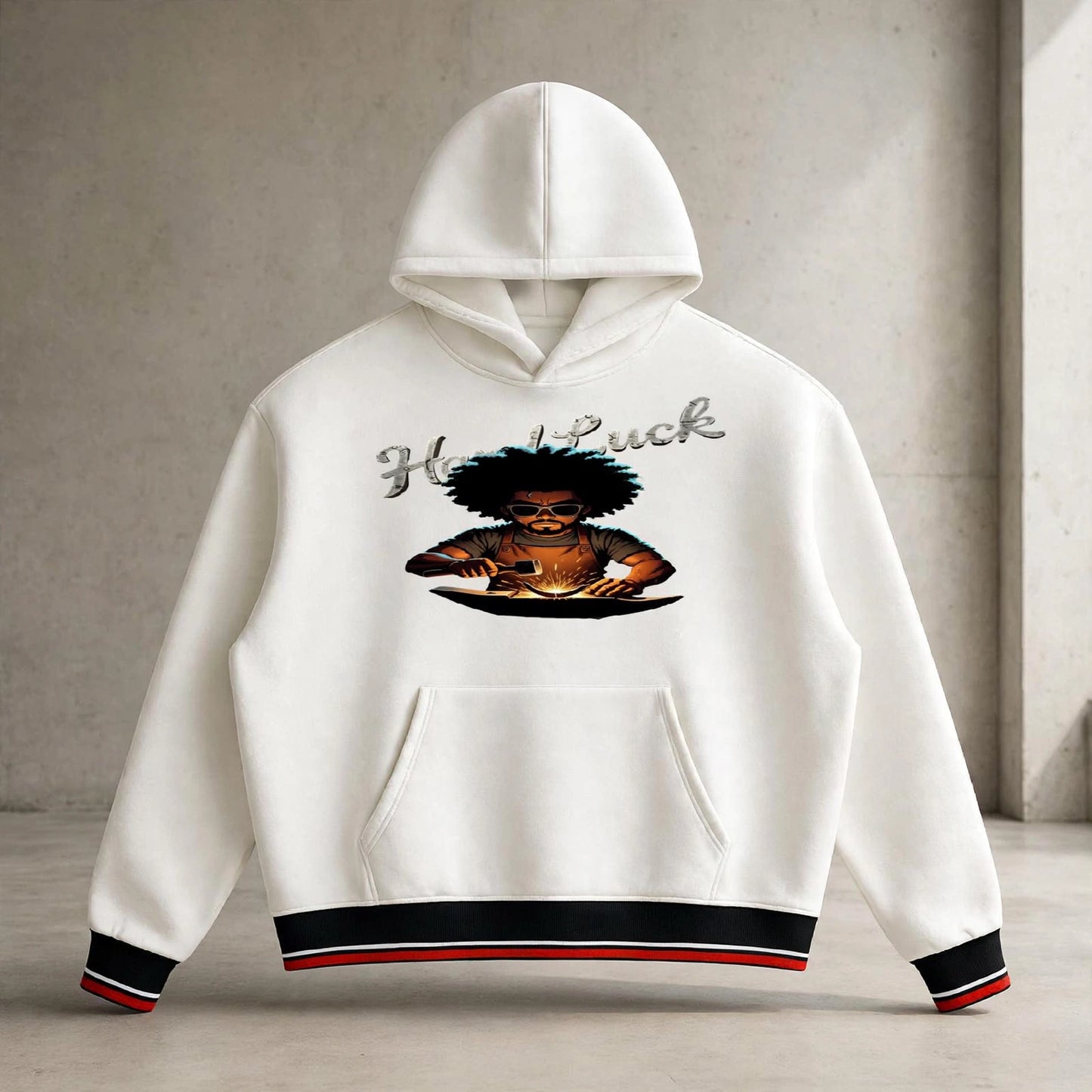Black Smith forged Oversized Color Block Fleece Hoodie