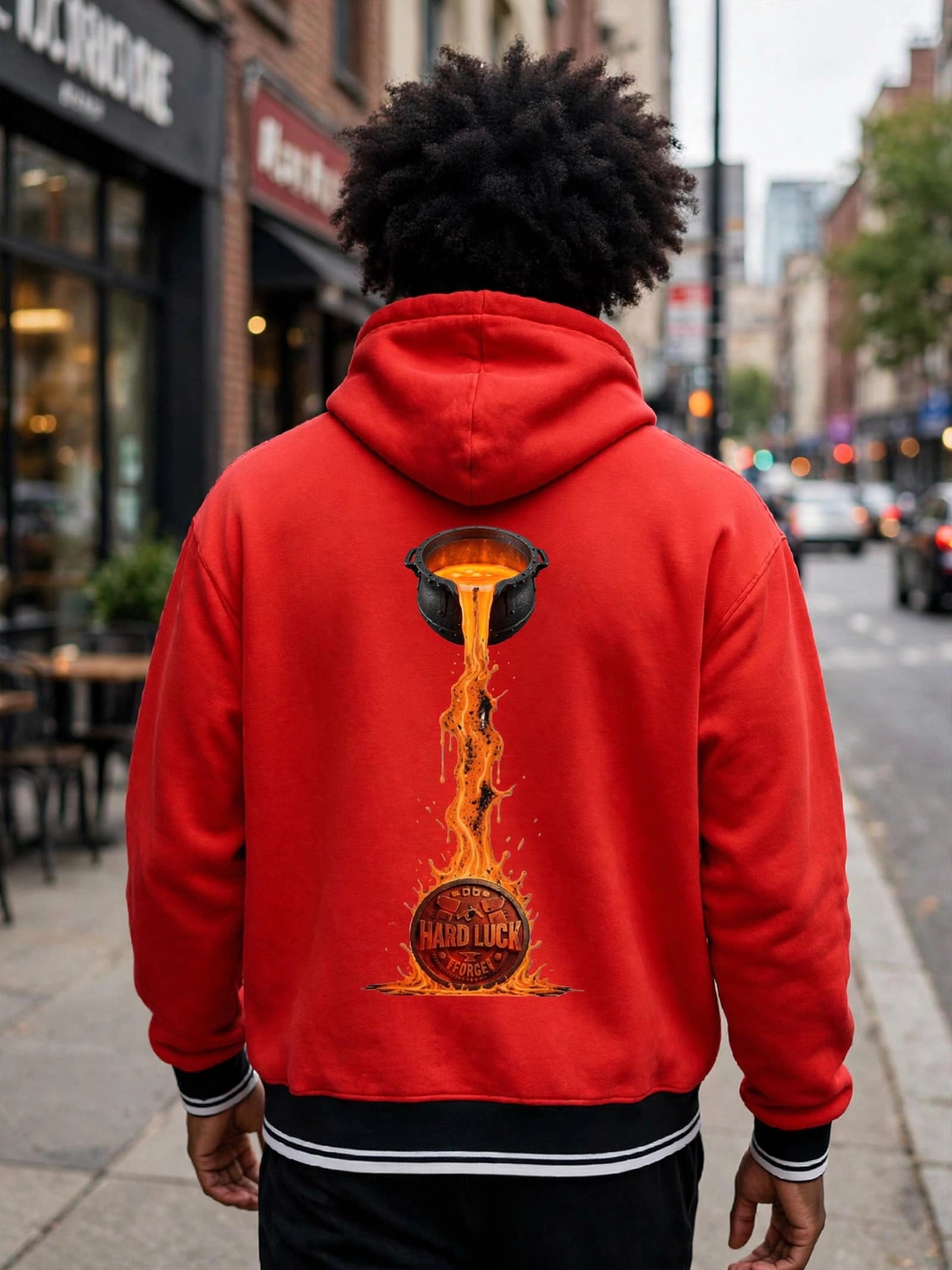 Black Smith forged Oversized Color Block Fleece Hoodie