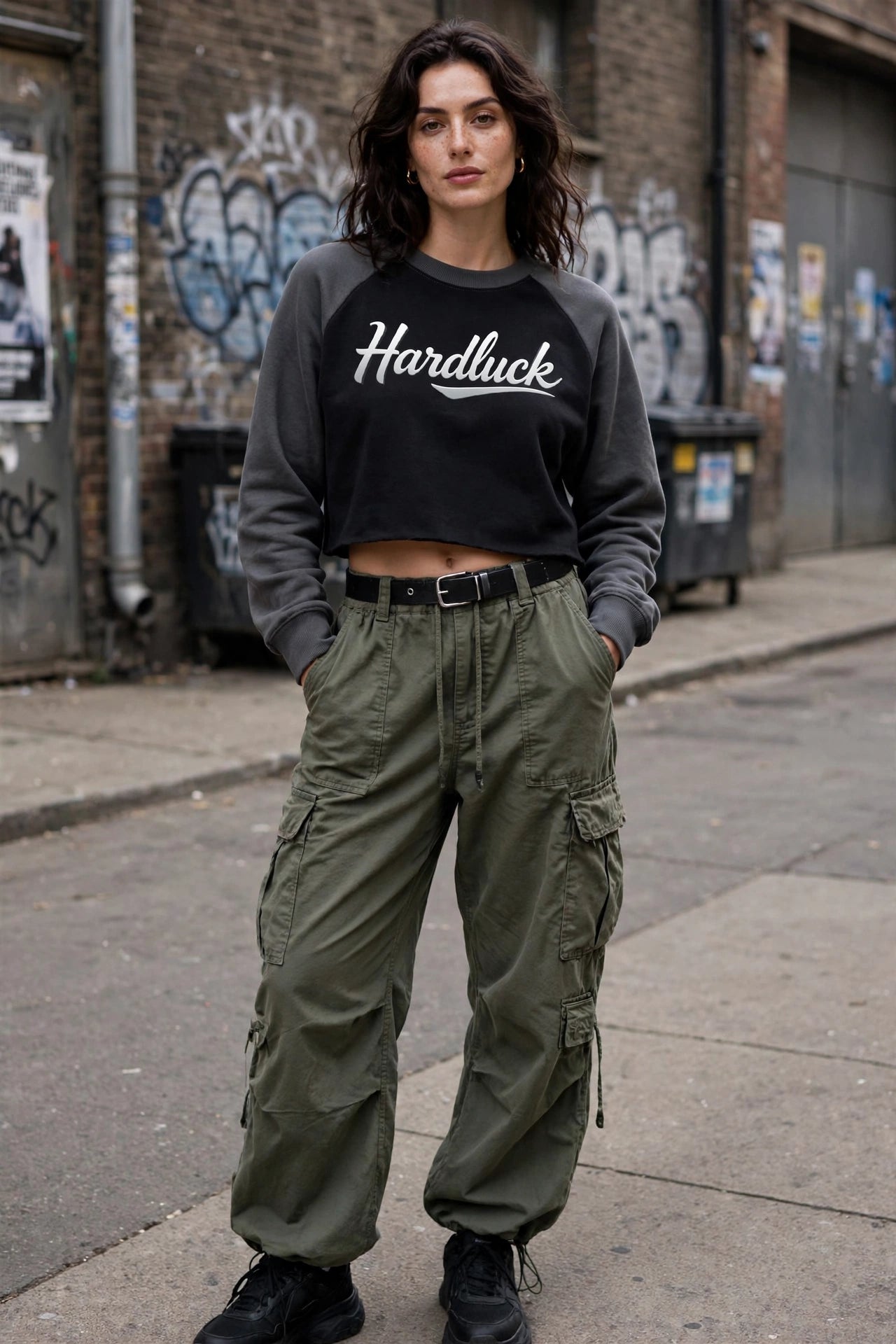 Elegant Hard Luck Women's Cropped Raglan Sweatshirt | Premium New York Streetwear