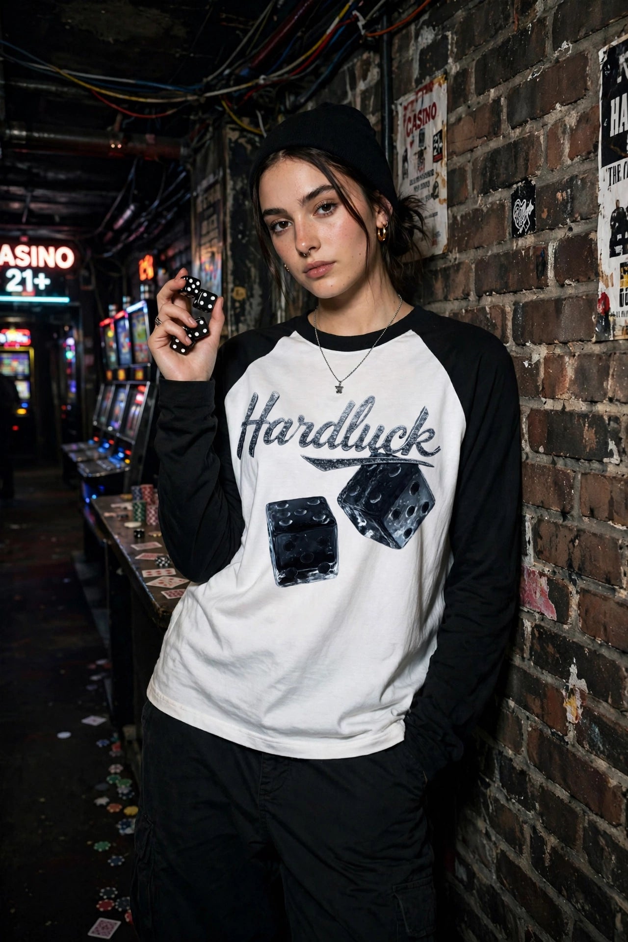 Black Ice Roll the D-Ice Color Blocked Raglan Long Sleeve T-Shirt